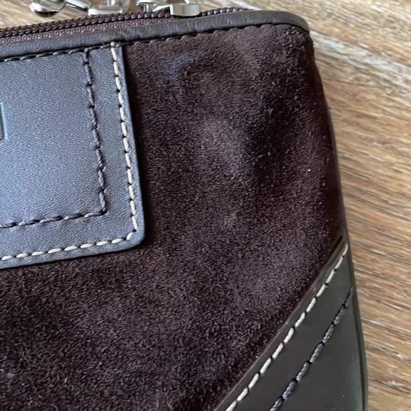 Coach Chocolate Brown Suede Wristlet - Picture 3 of 10